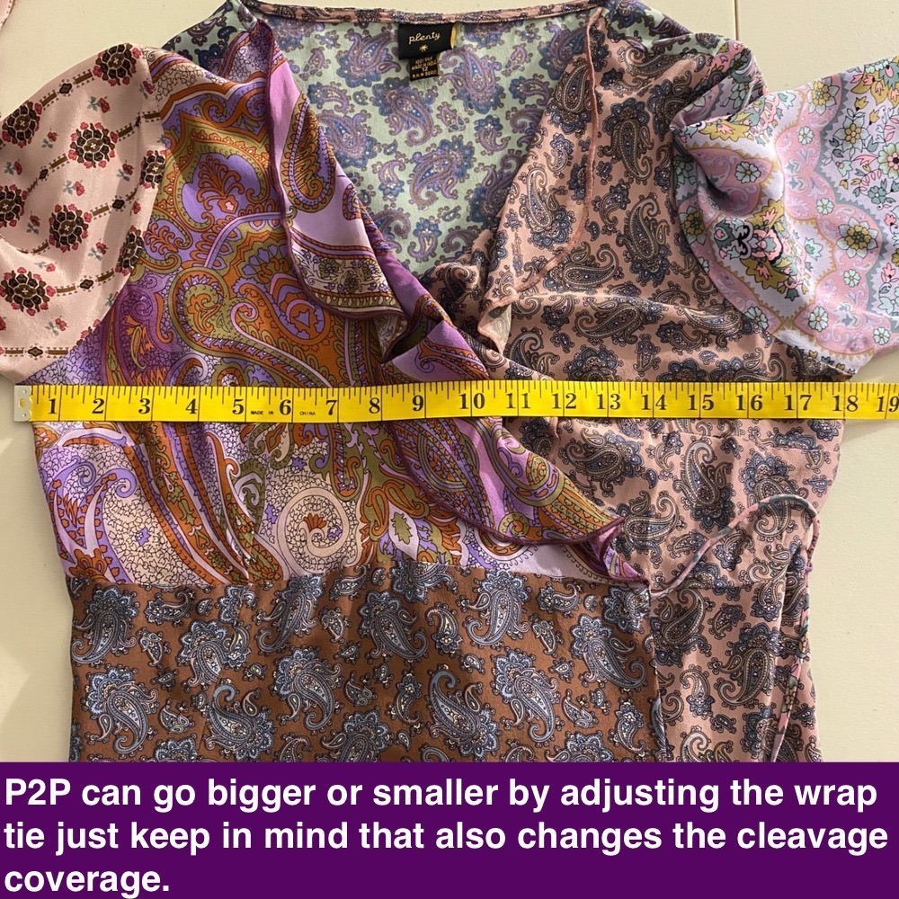 PLENTY by Tracy Reese Vtg Silk Wrap Midi Dress 12 Purple Satin Paisley Floral - Picture 14 of 17